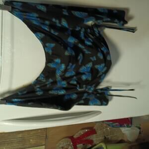 Xhilaration Black & Blue Butterfly Print Women's Blouse Top Size 2X